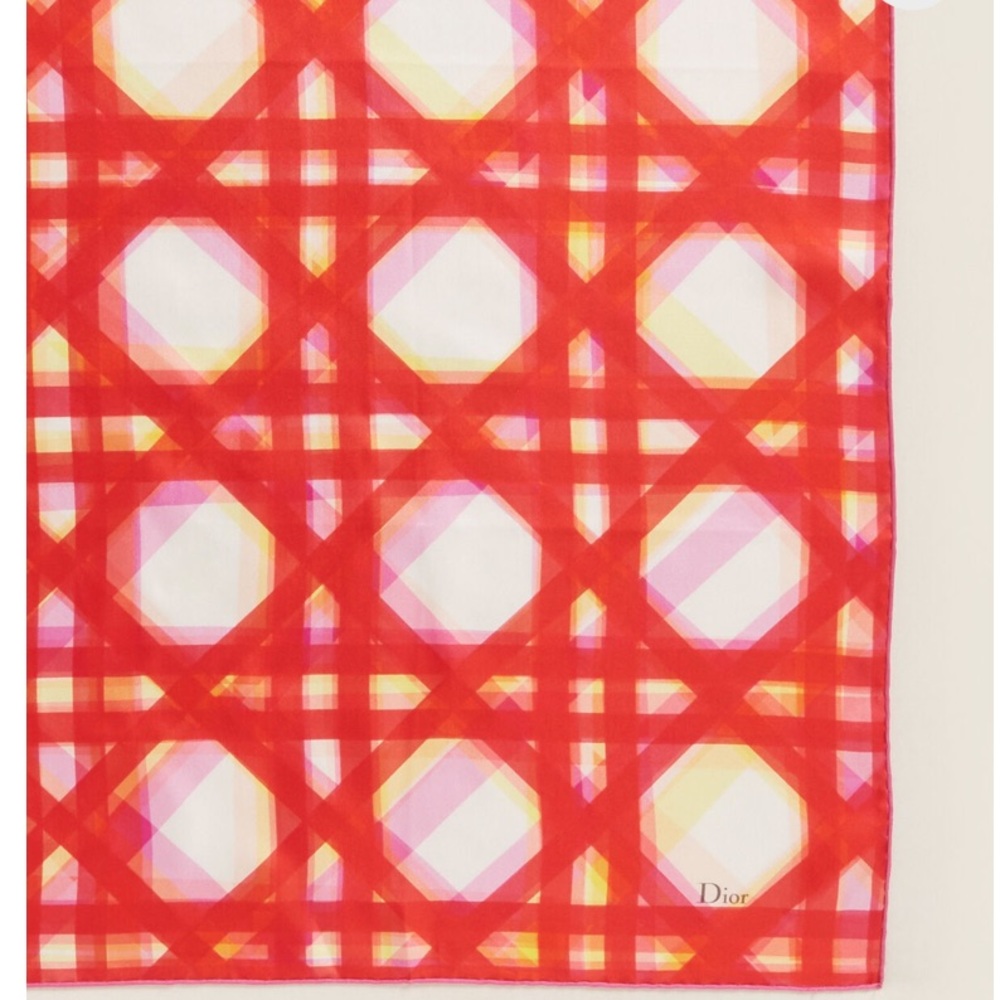 NWOT Layered Geo Silk Scarf - red - Picture 3 of 7